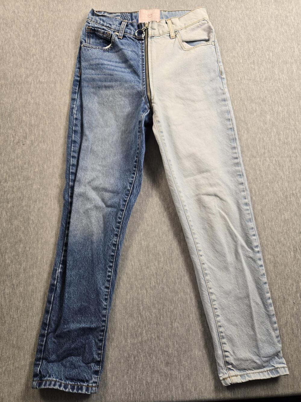 Revice Jeans Womens 25 Two Tone Denim High Rise Straight Leg Zip Front Pants